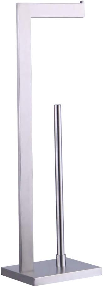 kimzcn Free Standing Toilet Paper Holder Stand with Reserve, Bathroom Tissue Dispenser Paper Roll Storage Holder Stand for Jumbo Roll, Stainless Steel Rustproof Brushed Finish