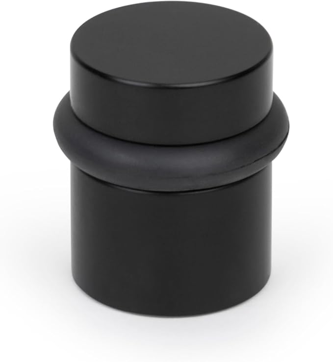 Mega Handles Floor Door Stopper, Black Stopper Quickly Installed Wall Protector, Wall Protectors from Door Knobs, Floor Door Stop with Mounting Hardware Included - Matte Black - 1.5 Inch