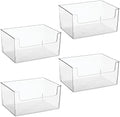 mDesign Large Modern Plastic Open Front Dip Storage Organizer Bin Basket for Bathroom Organization - Vanity Shelf, Cubby, Cabinet, and Closet Organizing Decor - Ligne Collection - 4 Pack - Clear