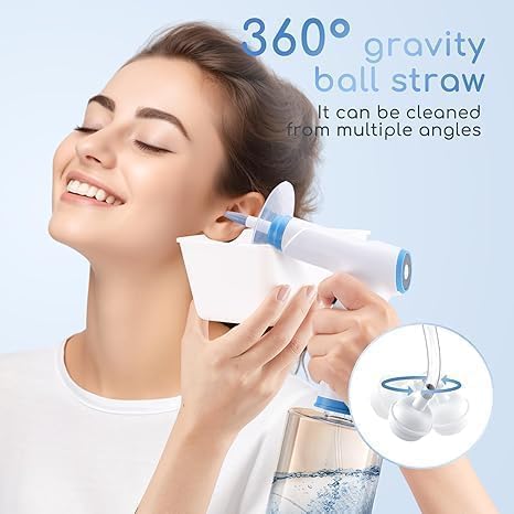 Earwax Removal - Electric Ear Irrigation Kit with 4 Pressure Modes, Ear Cleaner with Camera, 1080P Otoscope, Ear Cleaning Tool with 7-Piece Set, Earwax Removal Kit for Daily Cleaning-Bluewhite