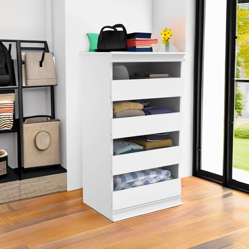 ClosetMaid Modular Storage Unit with 4 Drawers, Wood Closet Organizer, Stacking, Full Backer, Storage, Decorative Trim, White