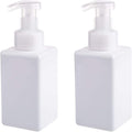 UUJOLY Foaming Soap Dispenser, 450ml (15oz) Refillable Pump Bottle Plastic for Liquid Soap, Shampoo, Body Wash (2 Pcs) (White)