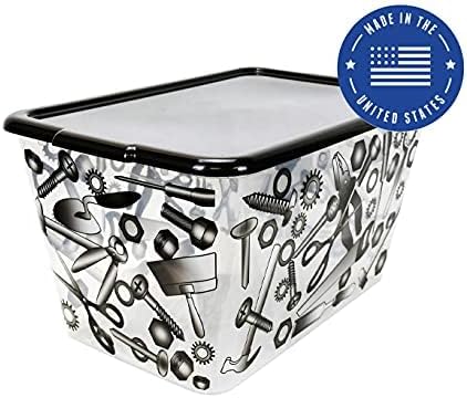 Clear Storage Organizer Bins with Lids - 4PC 14.5G/58-Quart Heavy-Duty Container Boxes Stackable and Nestable Printed Storage Bins Plastic Large Storage Totes for Home, Office Organization