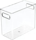 mDesign Plastic Modern Kitchen, Pantry Food Storage Container Bin w/ Handles - Cabinet, Fridge/Freezer, Countertop Organizer - Snacks/Drink/Appliances; Ligne Collection, Clear, 10x5x8 (Pack of 1)