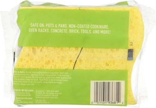 Scotch-Brite Heavy Duty Scrub Sponge, 6 Kitchen Sponges for Tough Messes - Lasts 3X Longer*, Perfect for Cast Iron Skillets & Outdoor Grills, Flexible & Durable Construction (Pack of 6)