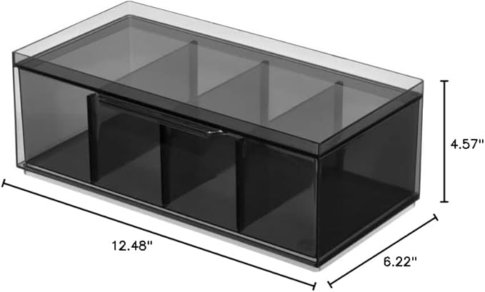 iDesign The Sarah TannoCollection Cosmetic Drawer Organizer,Made of Recycled Plastic,Smoke/Black Large