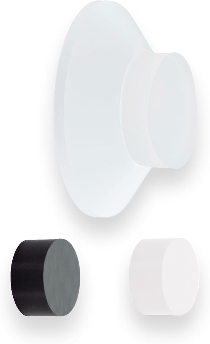 Evi Herrajes | Adhesive Door Stop | Wall Mounting | 1.57x0.59 | White Lacquered Stainless Steel | Conical Shape | Two Rubbers Included | Adhesive or Screw Installation