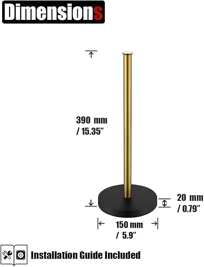 JQK Toilet Paper Storage Stand Gold, 304 Stainless Steel Thicken 0.8mm Tissue Reserve Holder Dispenser for Bathroom, Brushed Gold, TPS180-BG