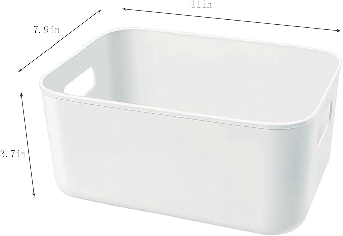 Amyup Set Of 6 Plastic Storage Bins,Versatile Kitchen Pantry Organization and Storage,for Plastic Storage Container Under Bed,Under Sink Bathroom Organizer (White, 6 Pack Small
