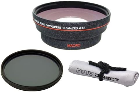 GC-PX100 HD (High Definition) 0.5X Wide Angle Lens for JVC Model + Circular Polarizing Filter + Micro Fiber Cleaning Cloth