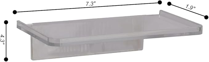 EHKIT Small Floating Shelf Heavy Acrylic Adhesive Stick on Sticky Strips/Nail Screws Wall Mount Bathroom Organizer Wipes Phone Glasses Essential Oil Perfume (Clear)