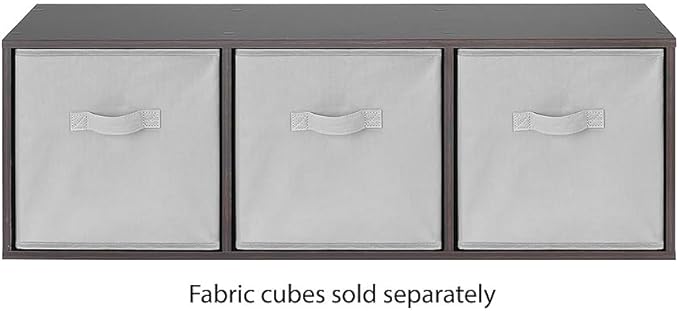 Whitmor 3 Cube Storage Organizer, 3 Tier Stackable MDF Wood Bookcase, Open Storage Display Bookshelf, Storage Cabinet for Living Room, Bedroom, Home, Office, 12.2" L x 11.7" W x 35.6" H, Espresso