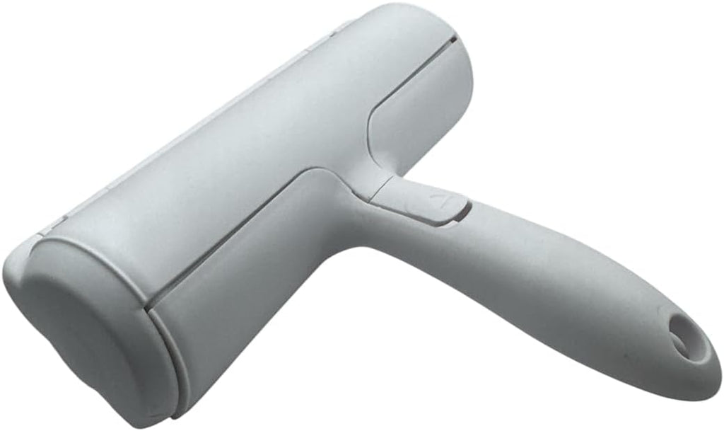 DOGGIE HUSH Pet Hair Remover Roller with Ergonomic Gray Handle, Red Brush, Self-Cleaning Base for Furniture, Clothing, Car Seats, Reusable Lint and Fur Removal Tool