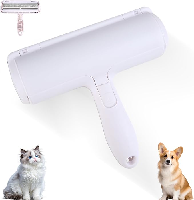 HonWang Pet Hair Remover, Reusable Self-Cleaning Lint Roller with Trash Bin for Sofa, Furniture, Carpet, Cat and Dog Hair Removal Tool (Gray)
