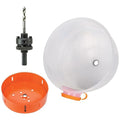 Klein Tools 80156 Bi-Metal Hole Saw Set, 6-3/8-Inch Saw, 7/16-Inch Arbor with Pins, Dust Bowl, for Drywall Ceiling and Recessed Lighting, 3-Piece