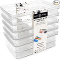 Isaac Jacobs 5-Pack Small Clear Storage Bins (5.5” L x 7.75” W x 2.5” H), Plastic Organizer for Home, Office, Kitchen, Fridge/Freezer, Desk, Bathroom, Drawers, BPA Free, Food Safe (5-Pack, Small)