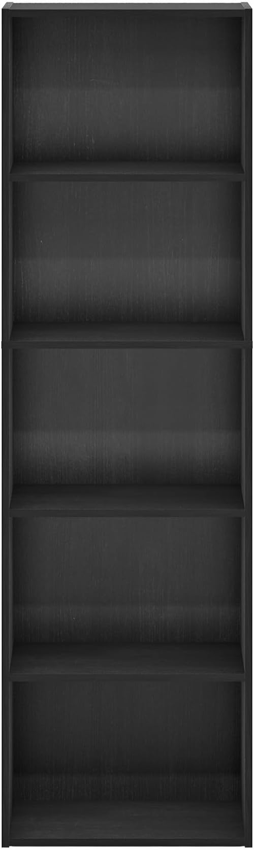 Furinno LUDER Book Shelf, 5-Cube Bookshelf, Bookcase with Open Shelf, 9.4 x 15.8 x 52, for Living Room, Bedroom, Home Office, Blackwood