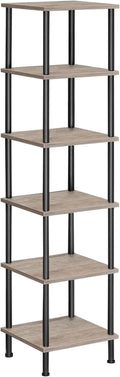 HOOBRO 6-Tier Corner Shelf, Corner Square Rack Display Shelf, Tall Storage Rack Plant Stand, Bookcase for Small Spaces, Living Room, Home Office, Kitchen, Greige and Black BG55CJ01