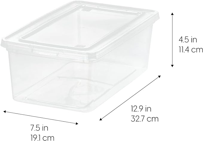 IRIS USA 6-Pack Storage Bins with Lids, 6 Quart - Crystal Clear, Shoe Boxes Stackable Containers Organize Shoes Closet Shelves, Teacher Tools Classroom Organization, Game - BPA-Free Plastic