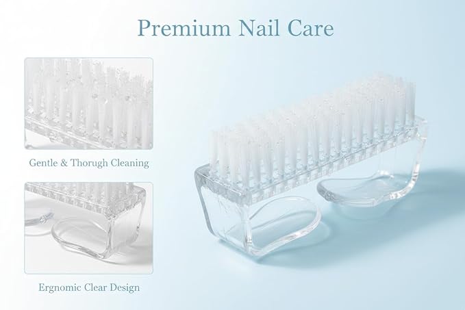 3Pcs Different Kinds of Fingernail brush with Plastic Handle Nail brush for cleaning Fingernails - Easy to use Nail Scrub brush - Nail Cleaner Nail brushes for Hands Feet(transparency)