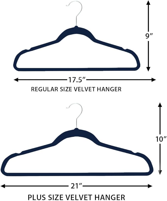 Premium 20 Pack - Ultra Thin No Slip Velvet Suit Swivel Hangers - 21" Extra Wide Strong Velvet Hangers - Space Saving Clothes Hangers - 21x0.2x10 inches (Navy)