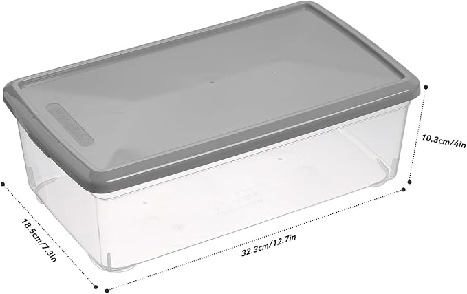 Party Club of America 6 Quart Latching Storage Box,Plastic Clear Storage Bins With Lids Stackable (Grey, 12 Pack)