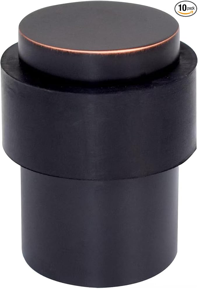KHTUMEWARE 10 Pack 2 in Floor Door Stopper,Oil Rubbed Bronze Door Stop,Wall Protector Commercial Door Bumper Wedge Decorative Cylindrical Install Door stoppers on The Floor
