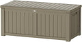 Outdoor Storage Box Waterproof, 150 Gallon Lockable Resin Deck Box Large, Patio Storage Bin for Pool Accessories Cushion Furniture, Garden Tools, UV-Resistant Outside Delivery Grey