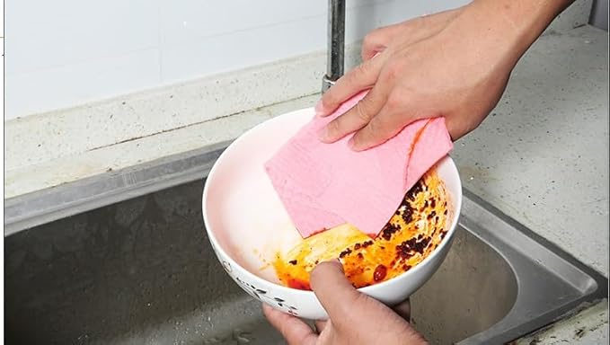 Reusable Cleaning Cellulose Sponge Cloths Absorbent Wipes Clean Kitchen Car Dish Eco-Friendly Dishcloth Hand Towel Auto - 1pack (5pcs) - Non Vacuum