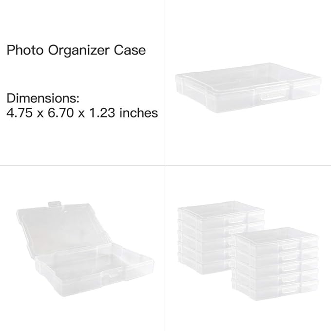 novelinks Photo Case 4" x 6" Photo Storage Box, 10 Inner Picture Storage Containers & Photo Organizer Cases, Portable Photo Craft Keeper for Photos, Crafts, Cards (Sky Blue, 2Pack)