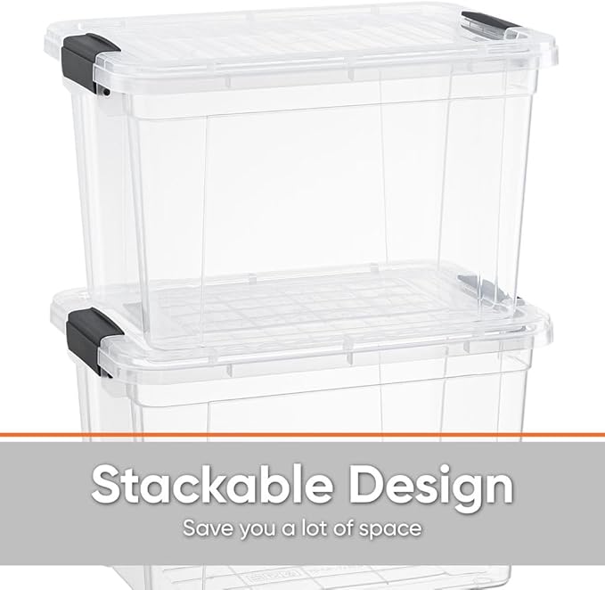 Superio Clear Storage Boxes with Lids, 8.75 Quart Plastic Container Bins for Organizing, Stackable Crates, BPA Free, Non Toxic, Odor Free, Organizers for Home, Office and Dorm, 5 Pack
