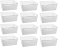 White Plastic Woven Storage Baskets, 12-Pack Weave Basket Organizer for Kitchen Office Bathroom