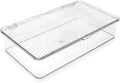 Isaac Jacobs Small Stackable Organizer Bin (10.75” x 6.5” x 2.4”) w Hinged Lid Clear Storage Box Home Office School Fridge Bathroom Kitchen Pantry Container BPAFree Food Safe (Small Clear)