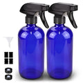 Glass Spray Bottle, Blue Glass Spray Bottle Set & Accessories Refillable for Plants Window Cleaners Aromatherapy Facial Hydration Watering Flowers Hair Care (2 Pack/16 oz) (Blue)