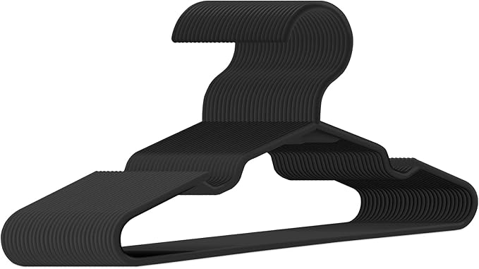 Baby Hangers for Closet 60 Pack Black Plastic Kids Children's Clothes Hangers Non-Slip (Black, 60)