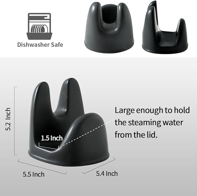 Nihow Pot Lid Holder and Spoon Rest for Kitchen Counter/Stove Top While Cooking - Heat Resistant & Dishwasher Safe - Elegant Matte Black Sets