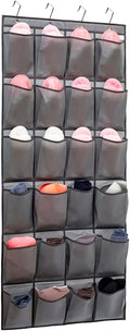 ANIZER Over The Door Hanging Shoe Organizer Shoe Rack Hanger 24 Large Fabric Pockets Holder with 4 Sturdy Hooks (GREY)