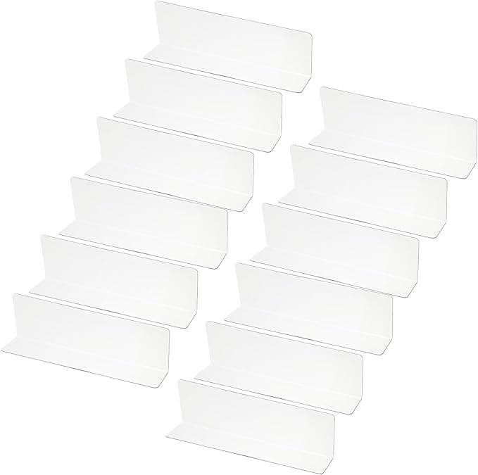 PATIKIL 12 Pack Shelf Dividers for Closet Organization, 7.9x1.18x2.4 Acrylic Closets Separator Kitchen Cabinet Shelves Under Bed Blocker for Bedroom Kitchen Office, Clear