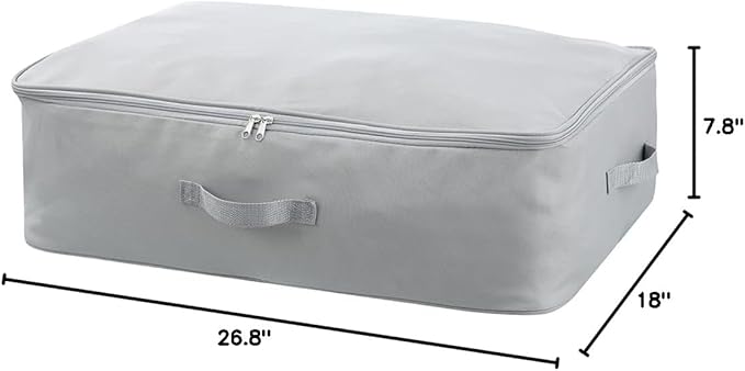 Comforter Clothes Storage Bag, 26.8 x 18 x 7.8 inches, 600D Oxford Fabric for Blanket, Quilt, Pillow, Bedding, Clothes, Sweater, Bedding, Foldable Zipper Container Tote, 2 Carrying Handles, Gray