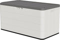 Outdoor Storage Box Waterproof, 100 Gallon Lockable Resin Deck Box Large, Patio Storage Bin for Pool Accessories Cushion Furniture, Garden Tools, UV-Resistant Outside Delivery Black&White