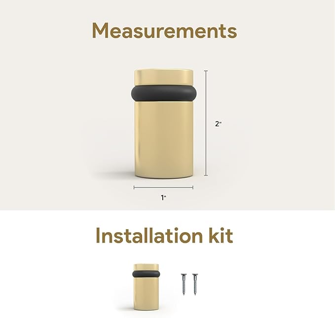 Mega Handles Floor Door Stopper, Quickly Installed Wall Protector, Wall Protectors from Door Knobs, Floor Door Stop with Mounting Hardware Included - Satin Brass - 2 Inch