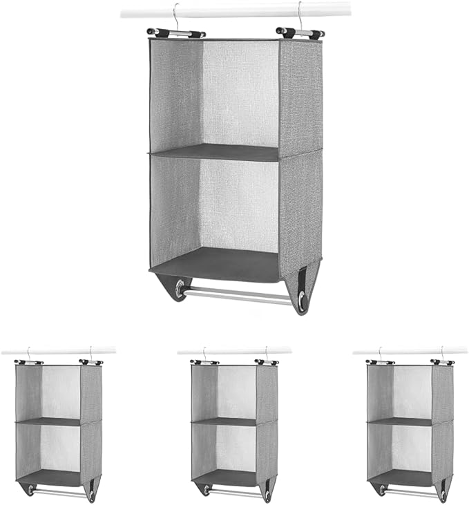 Whitmor 2-Section Closet Organizer - Crosshatch Gray (Pack of 4)