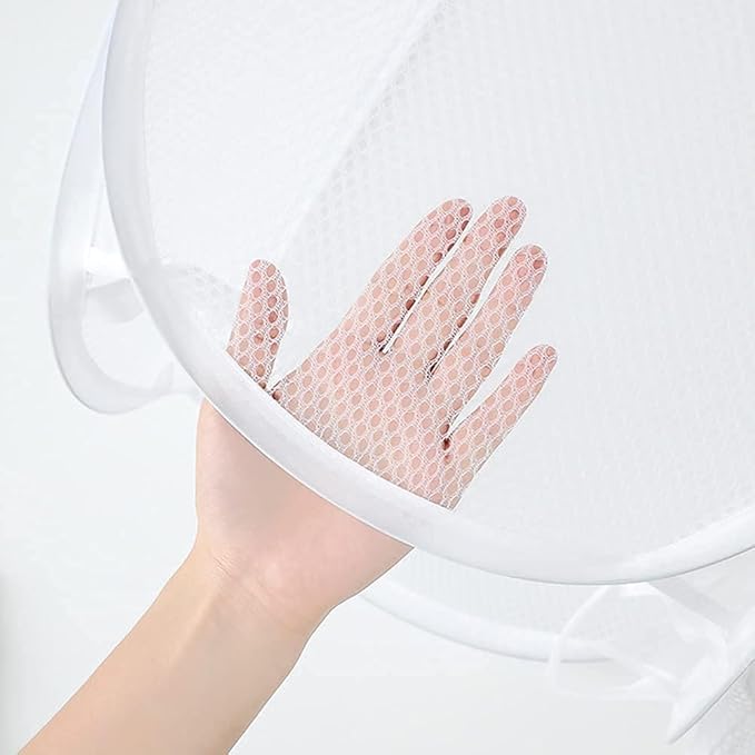 Pop Up Laundry Hamper, Collapsible Mesh Laundry Basket Clothes Hamper for Home Room, Dorm Room, Cruise, White
