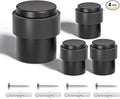 SANATO Black Cylindrical Floor Mounted Stainless Steel 304 Door Stop Door Stopper with Black Rubber, 4 Pack