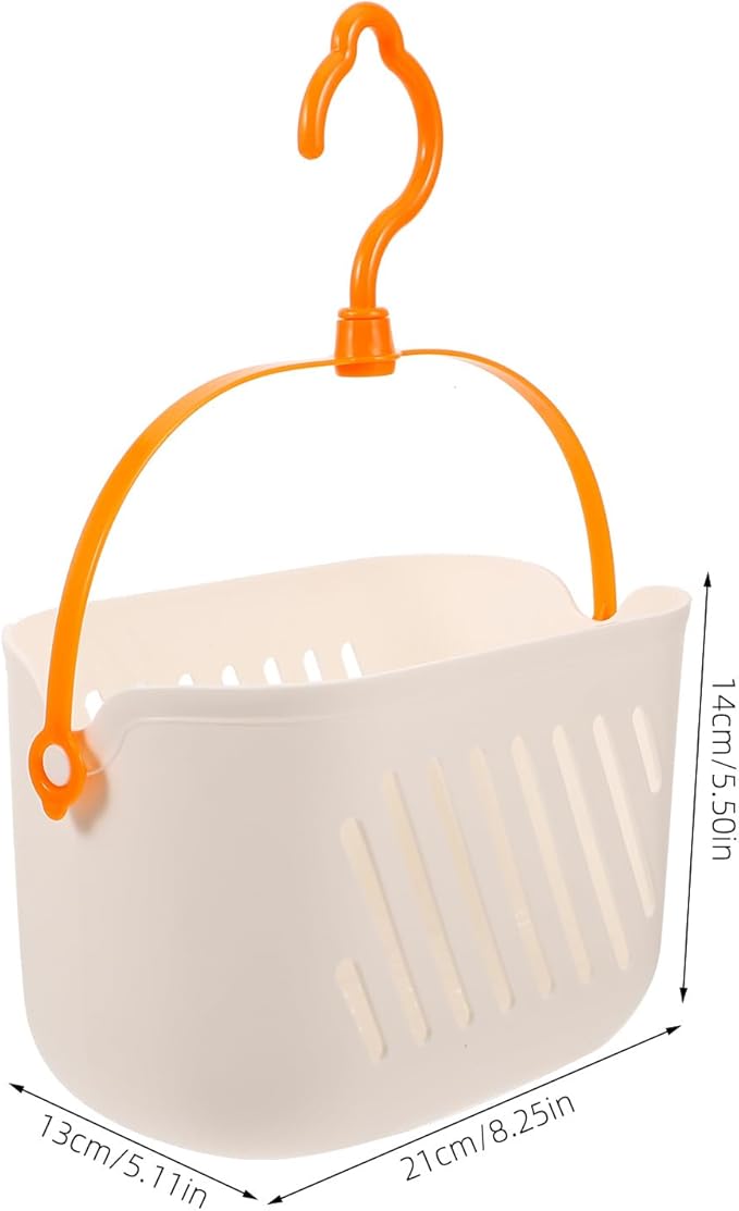 Gatuida Plastic Hanging Basket for Shower, Hanging Shower Caddy, Portable Storage Basket Kitchen Organizer with Hook for Bathroom Kitchen, 8.3 x 5.5 x 5.1 Inch (White)