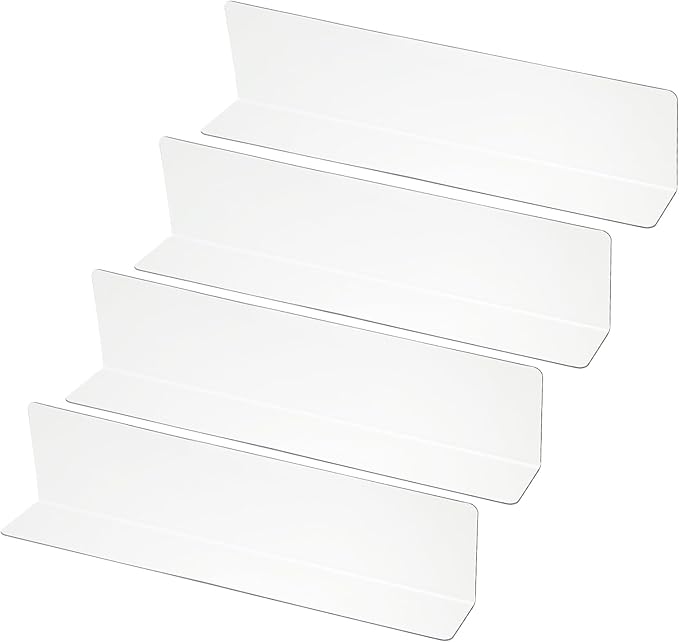 PATIKIL 4 Pack Shelf Dividers for Closet Organization, 9.9x1.2x2.4 Acrylic Closets Separator Kitchen Cabinet Shelves Under Bed Blocker for Bedroom Kitchen Office, Clear