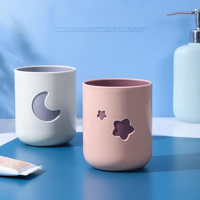 Moon&Stars Couple Toothbrush Cup 2Pcs,13.5ozTwo-Color Thickened Drinking Mug,Exquisite Toothbrush Holder (Moon&Stars)