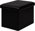 B FSOBEIIALEO Folding Storage Ottoman Cube Faux Leather Ottomans for Living Room, Bedroom, Home Office, Dorm Storage Footrest Black 16.5"x12.6"x12.6"