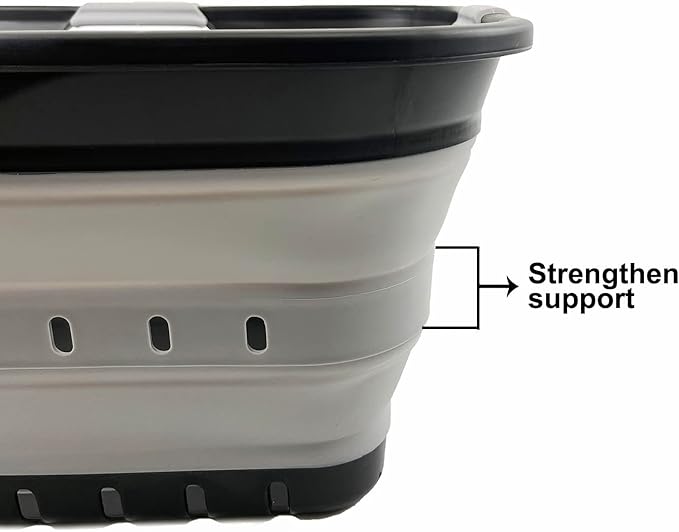SAMMART 42L (11 gallon) Collapsible Plastic Laundry Basket - Foldable Pop Up Storage Container/Organizer - Portable Basket - Space Saving Hamper (Black/Alloy Grey (Set of 2))