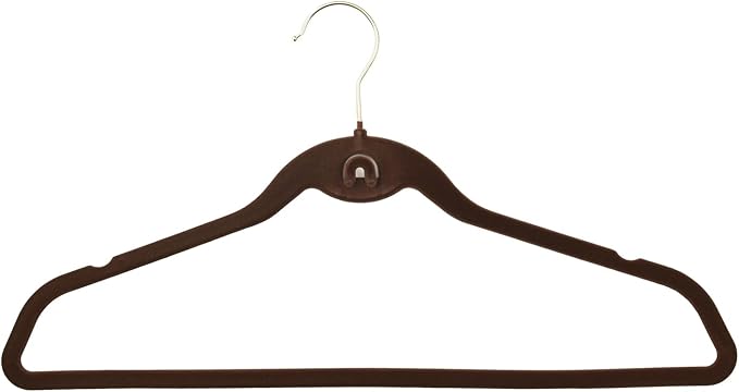 Heavy Duty Velvet Hangers with Cascade Hook, Durable, 360 Degree Rotatable Hook (30, Brown)